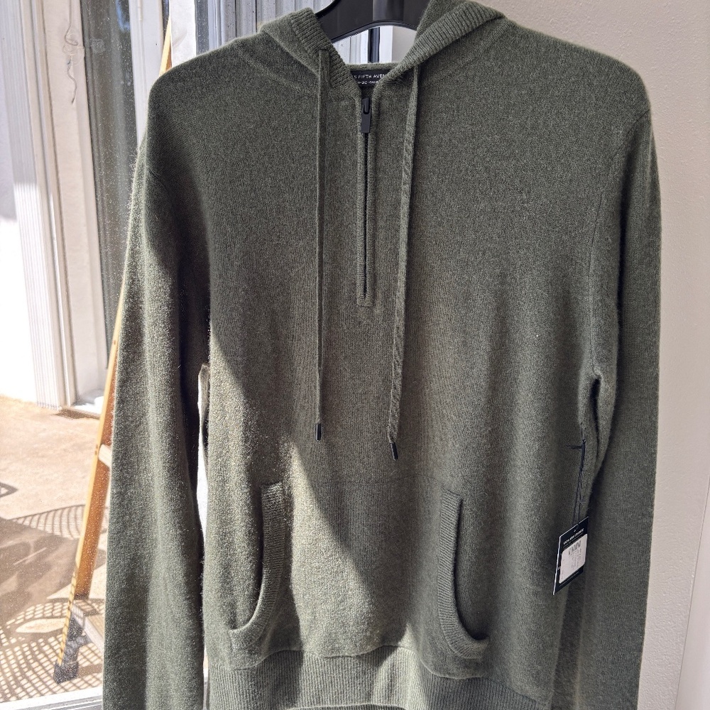 Saks Fifth Avenue Men's Cashmere Zip Up Hoodie Sweater Size Small